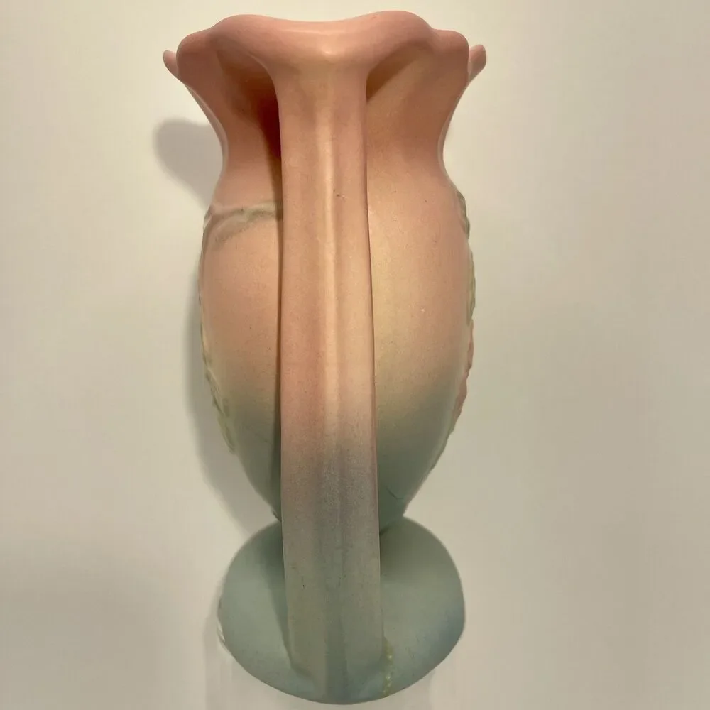 Vintage 1940's Hull Art Pottery Vase 502-6 1/2 Dogwood Wild Rose Pink Blue USA